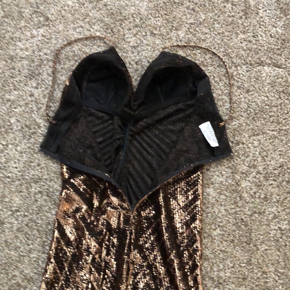 Vintage bronze evening, disco, academy awards, studio 54, sheer gown - Picture 7 of 8